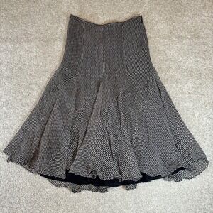 Jones New York Collection 90s vtg Silk Skirt Brown Black Patterned Size 10 aline